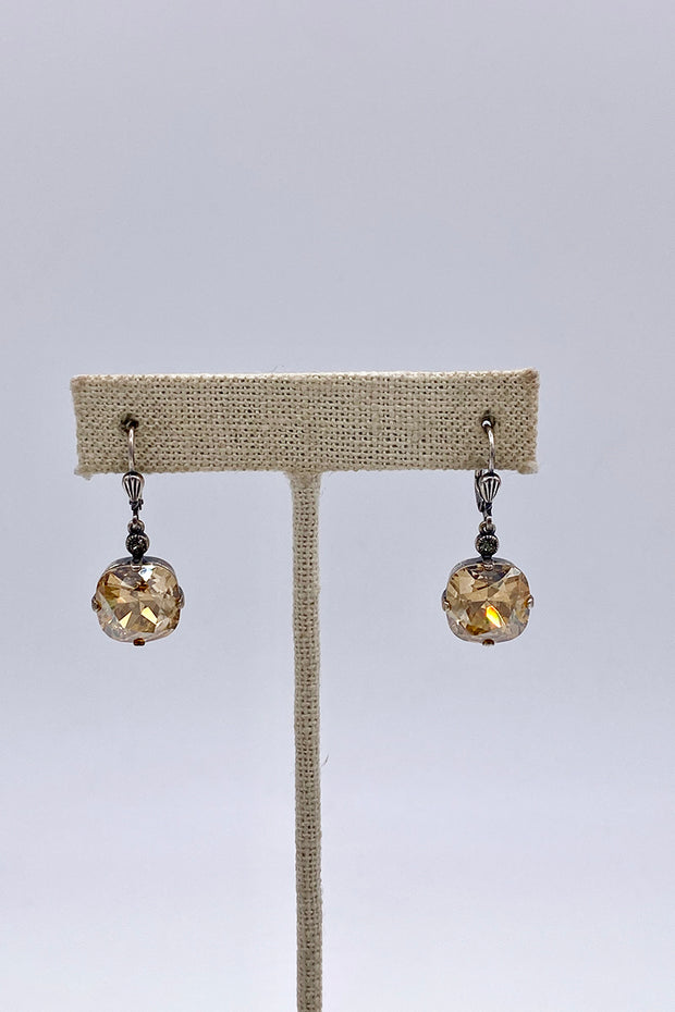 La Vie Parisienne - Champagne  Swarovski Crystal Leverback Hanging Stud Earrings