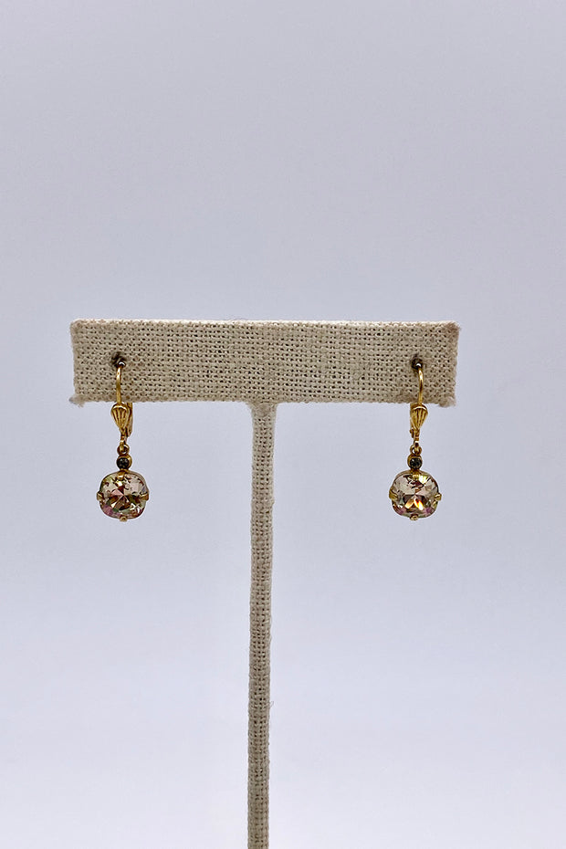 La Vie Parisienne - Champagne  Swarovski Crystal Leverback Hanging Stud Earrings