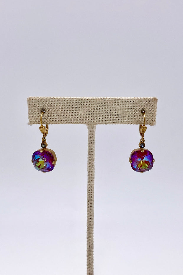 La Vie Parisienne - Cyclamen Opal Swarovski Crystal Leverback Hanging Stud Earrings