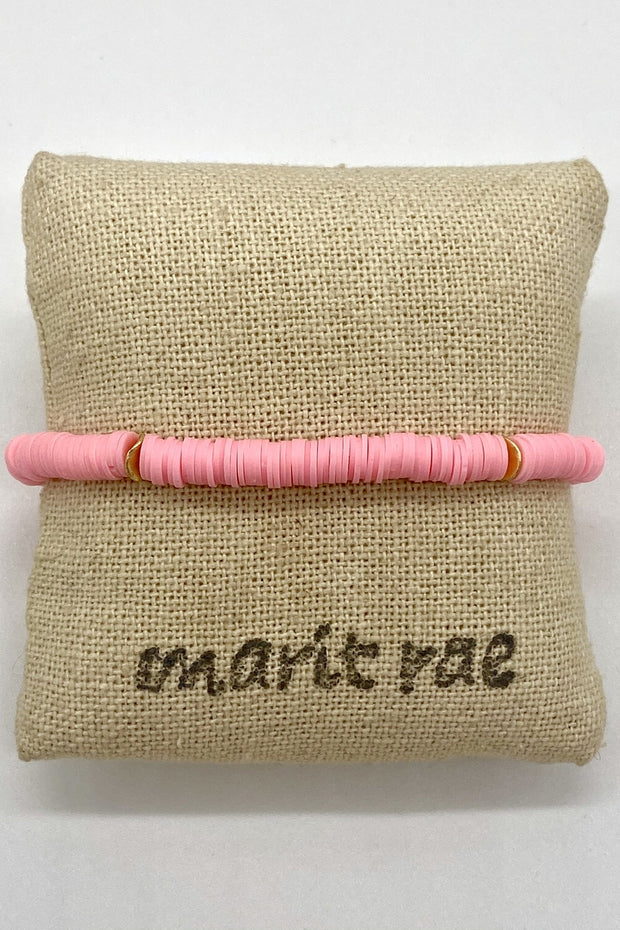 Marit Rae Jewelry - Stacked Silicone Embellished Bracelet - Baby Pink