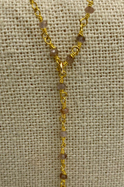 Marit Rae Jewelry - Gemstone Beaded Rosary Chain Necklace - Mocha Moonstone
