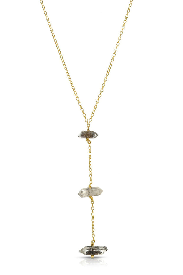 KOZAKH - Nightfall Black Herkimer Diamond Necklace in Gold