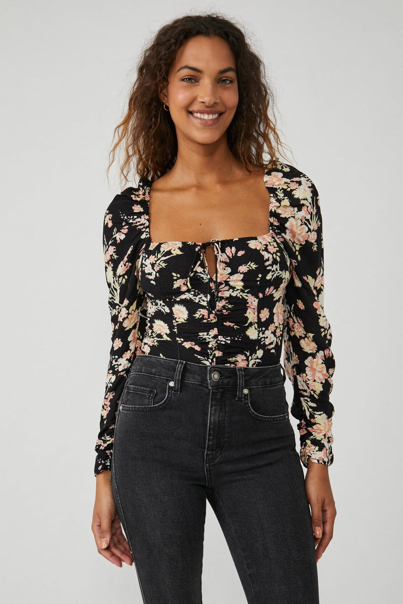 Free People - Hilary Printed Top in "Black Combo"