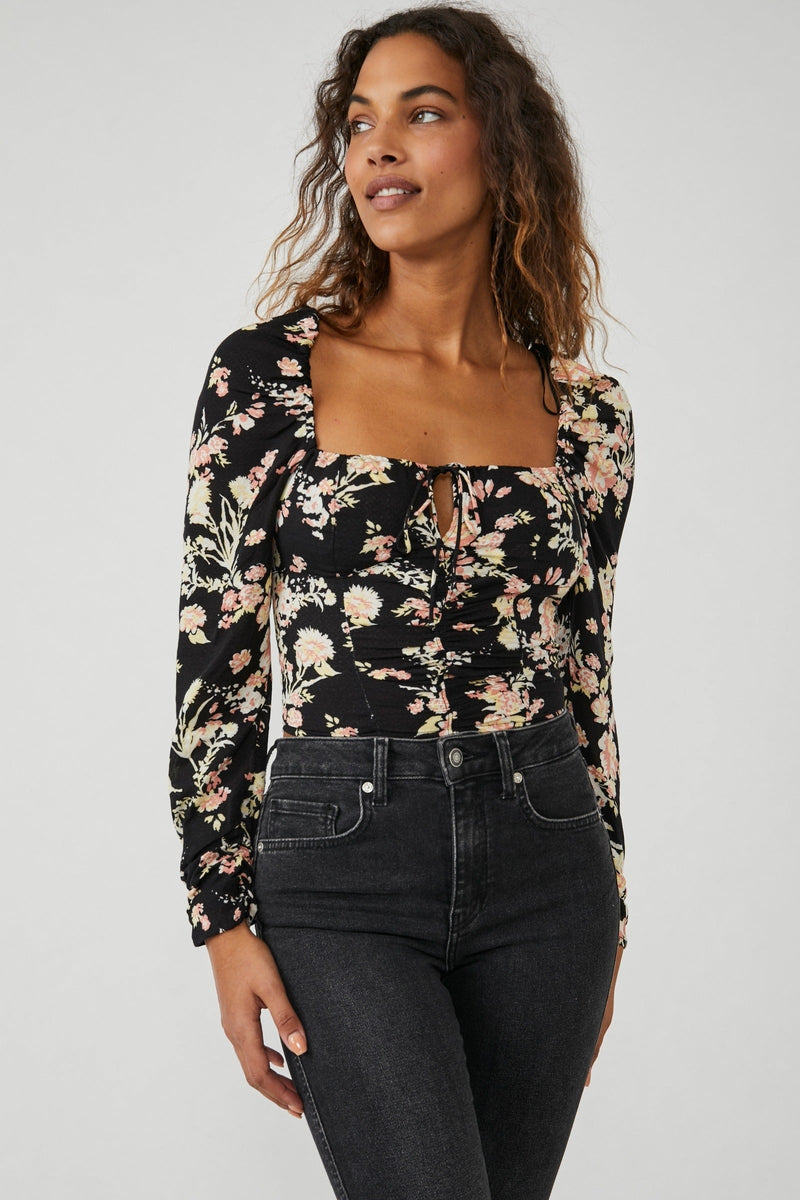 Free People - Hilary Printed Top in "Black Combo"