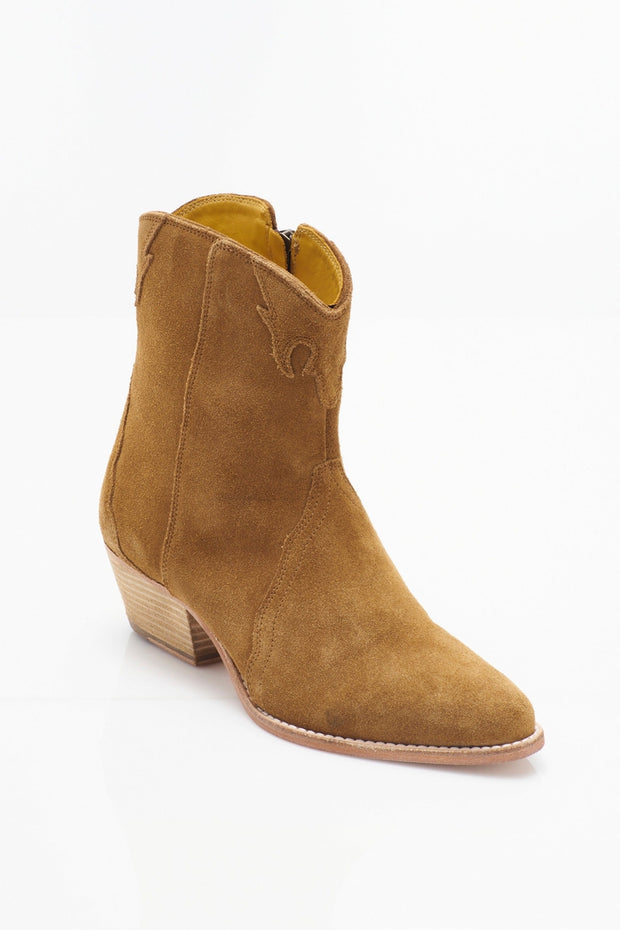 Free People - New Frontier Western Boot in Camel Suede
