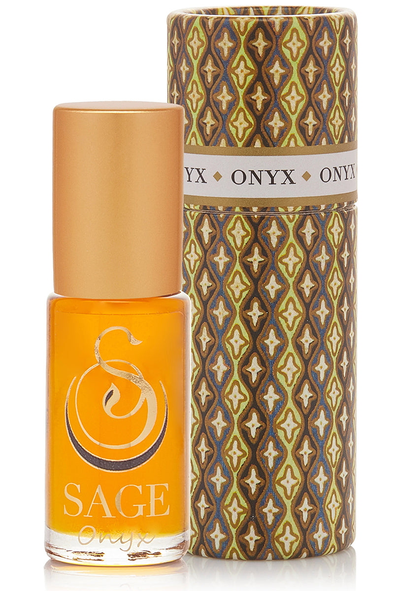 Sage - Onyx Gemstone Perfume Oil Concentrate Roll-On - 1/8oz