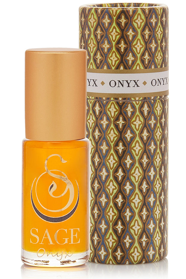 Sage - Onyx Gemstone Perfume Oil Roll-On - 1/8oz