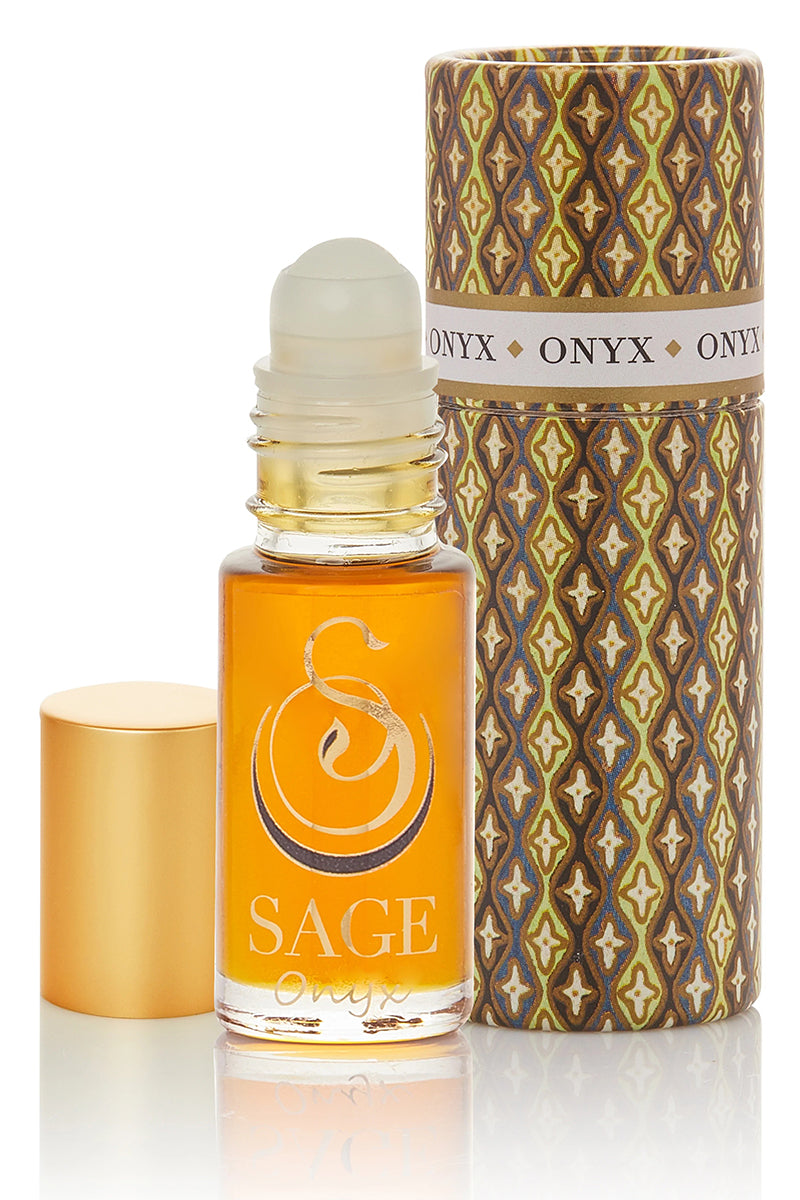 Sage - Onyx Gemstone Perfume Oil Concentrate Roll-On - 1/8oz