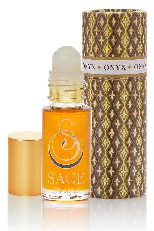 Sage - Onyx Gemstone Perfume Oil Roll-On - 1/8oz