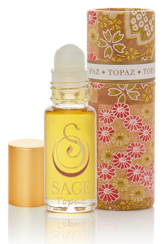 Sage - Topaz Gemstone Perfume Oil Roll-On - 1/8oz