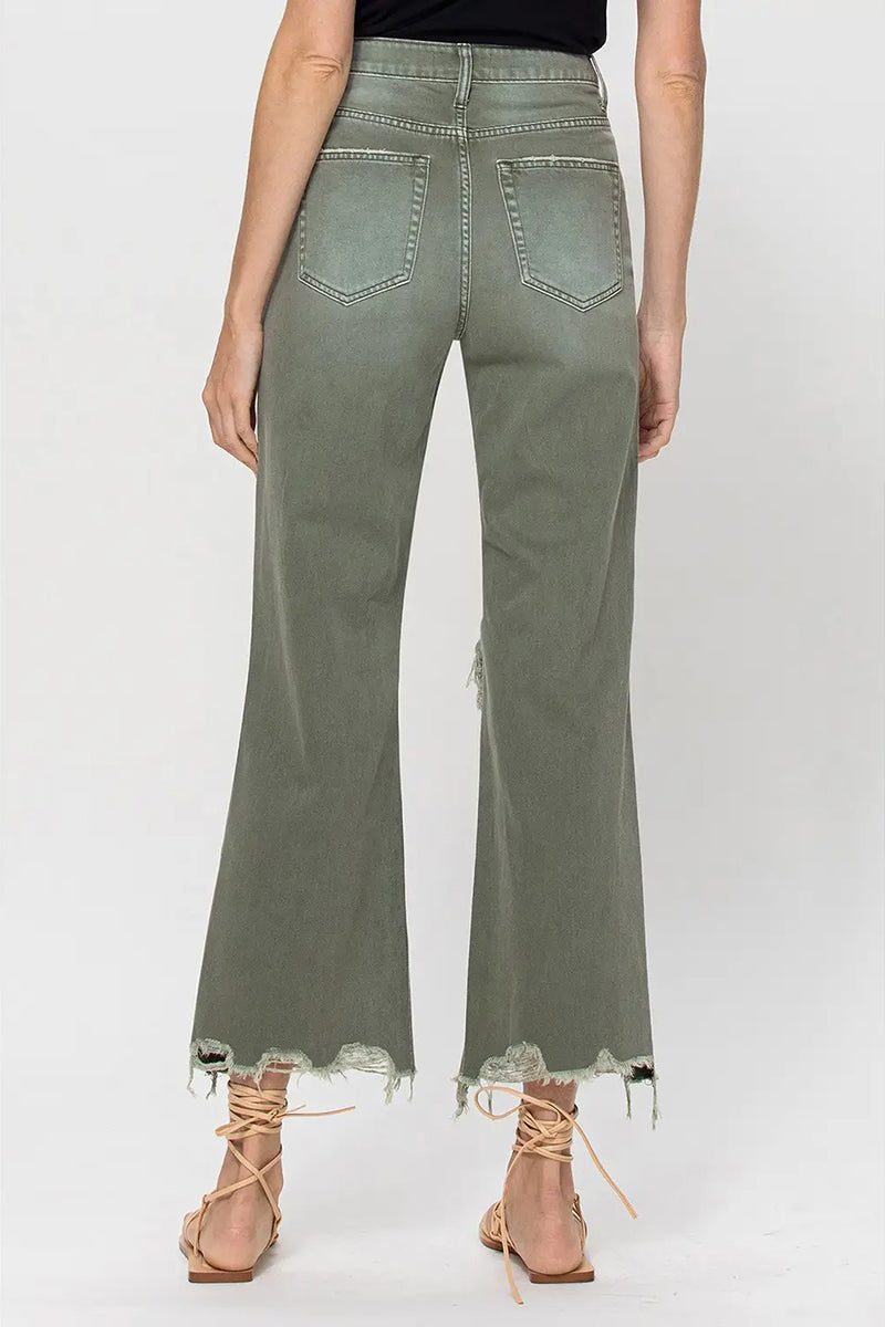 VERVET by Flying Monkey - 90S Vintage Crop Flare in Army Green