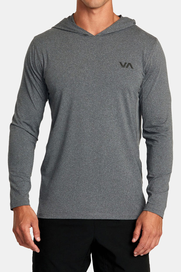 RVCA - Sport Vent Technical Hooded Top in Charcoal Heather