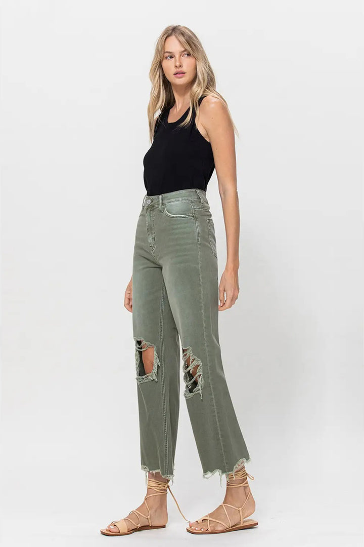 VERVET by Flying Monkey - Army Green - 90S Vintage Crop Flare