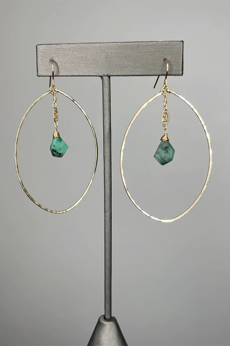 Tree Myriah - Honey Dove Eria Hoops with Emerald