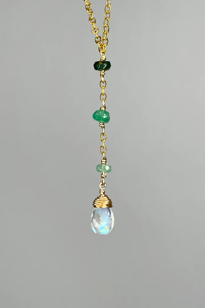 Tree Myriah - Ombré Gemstone Lariat with Emerald
