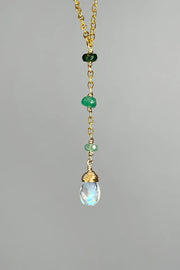 Tree Myriah - Ombré Gemstone Lariat with Emerald