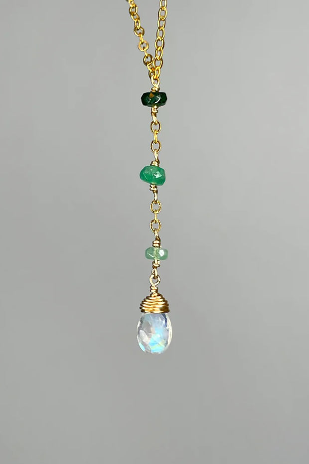Tree Myriah - Ombré Gemstone Lariat with Emerald