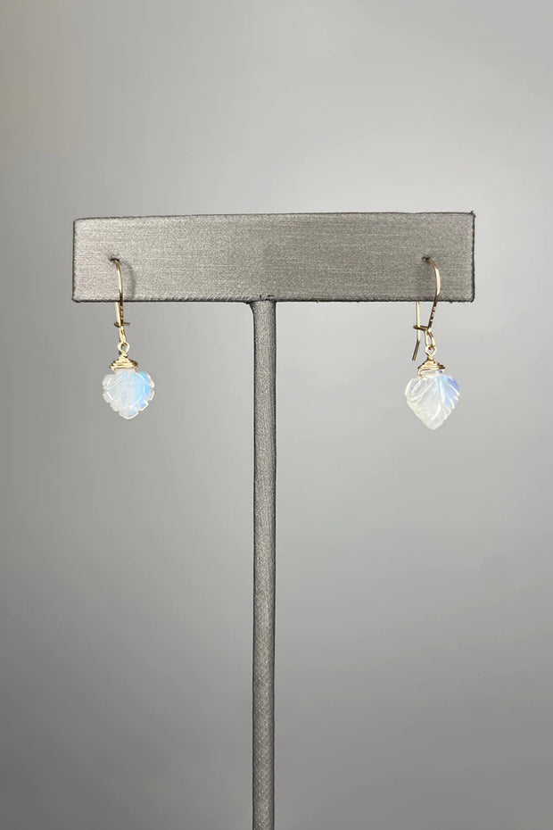 Tree Myriah - Mini Leaf Earrings with Moonstone