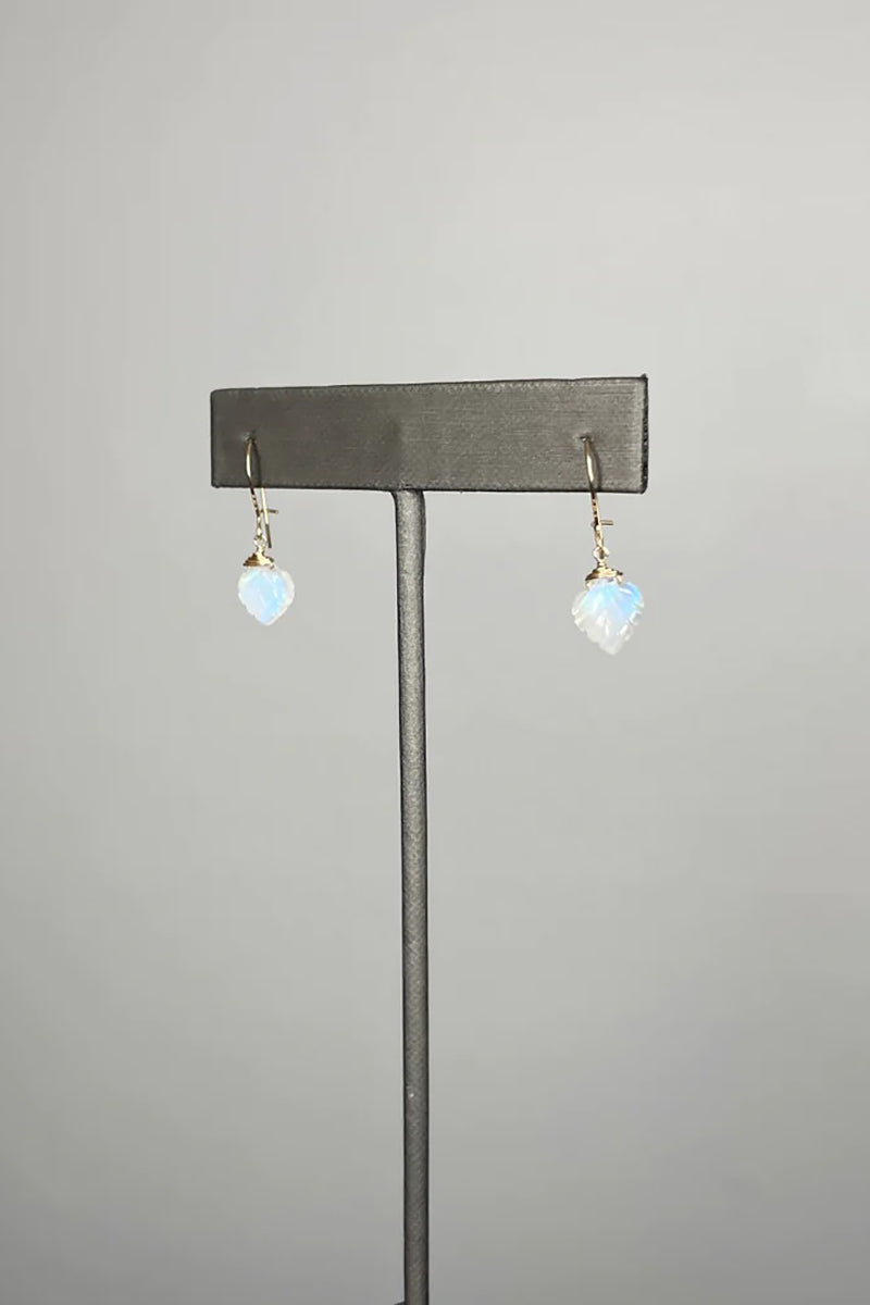 Tree Myriah - Mini Leaf Earrings with Moonstone