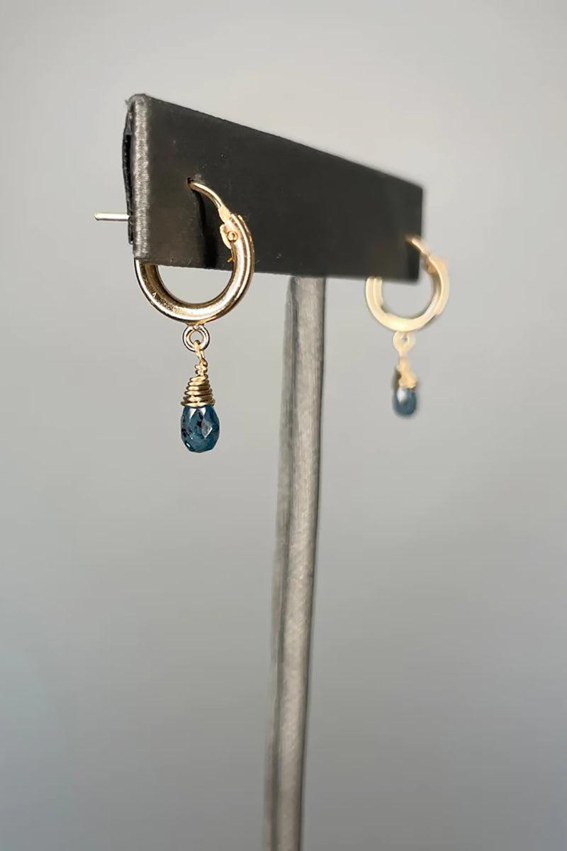 Tree Myriah - Mini Drop Hoops with Kyanite