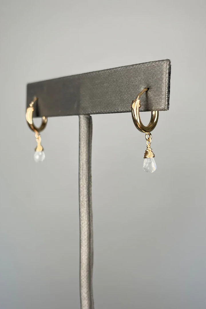 Tree Myriah - Mini Drop Hoops with Moonstone