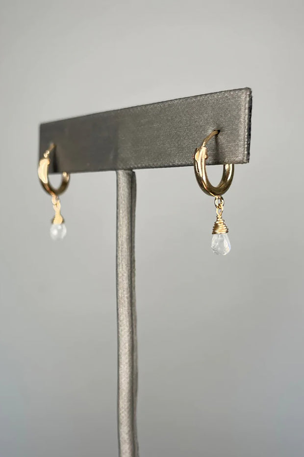 Tree Myriah - Mini Drop Hoops with Moonstone
