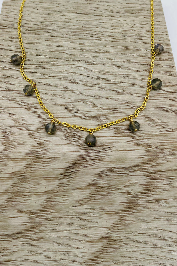 Golden Gal - 18 inch Chain 7 stone Necklace with Labradorite Gems