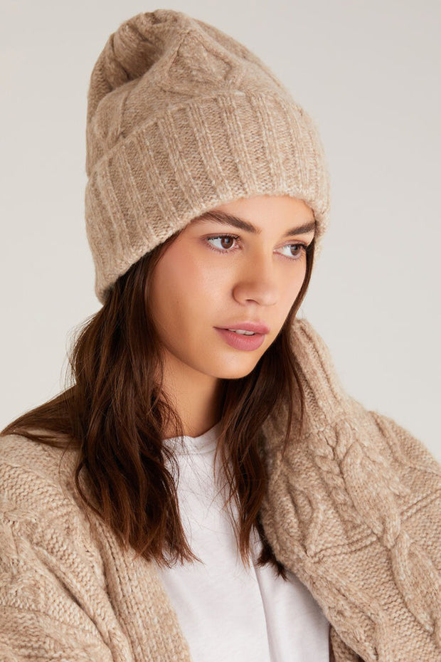 Z Supply - Cable Knit Beanie in "Oatmeal Heather"